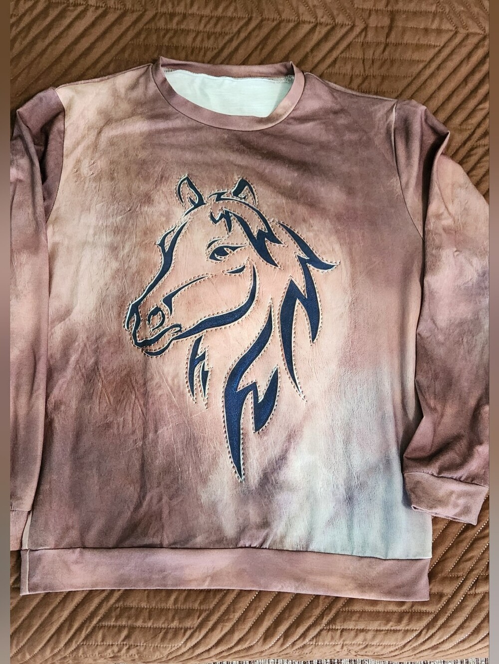 Brown Horse Graphic Sweatshirt/Women's Casual Top, Sz L, Great Condition